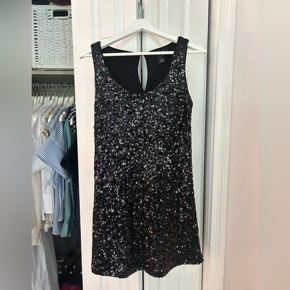 White House Black Market Black Shimmer Mini Dress